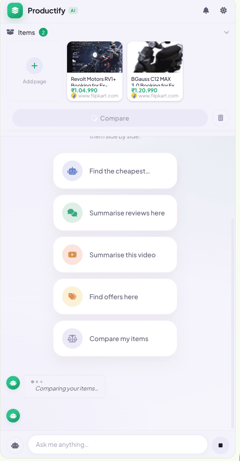 AI comparing two products side by side